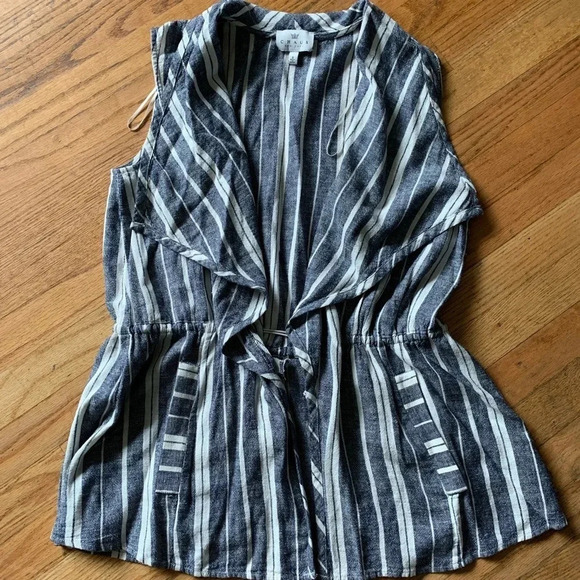 Chaus Women’s Anorak Striped Linen Vest - Picture 7 of 12